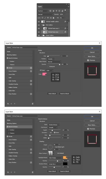 How to recolor Wicked pink outline