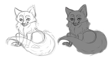 Simple line art and gray fill