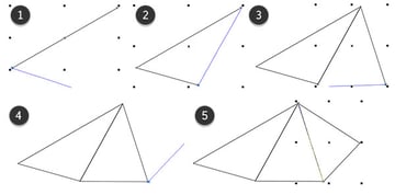 Construct the bats wings from three triangles