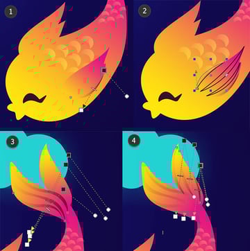 Add final details to each fish fin