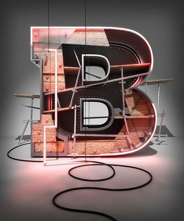 Xin Wang took Cinema 4D for a spin to create this 3D typographic illustration from a tutorial by Joao Oliveira  to much success