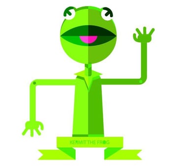 User Kt Ettedgui shared her result from a Kermit the Frog inspired tutorial from Beto Garza adding her own color palette to the design