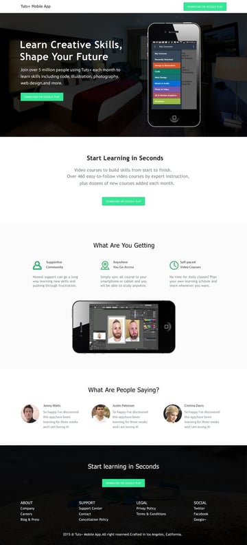 Muhammad Awais shared his well crafted version of an app landing page designed in Adobe Photoshop thanks to a tutorial by Tomas Laurinavicius