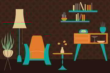 User lukovka shared their own version of a retro room vector illustration from a tutorial by Nataliya Dolotko