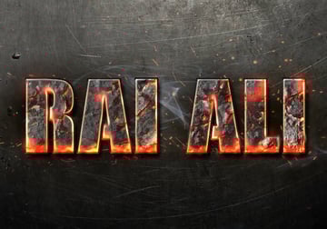 Muhammad Ali commented with a personalized result from a magma-inspired text effect tutorial by Gianluca Giacoppo