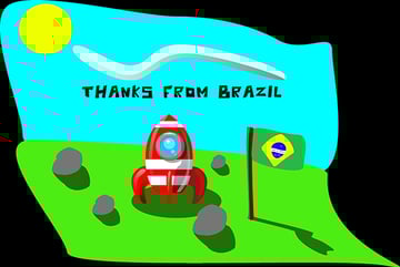 Elielson Anjos shared a fun version of a cartoon rocket ship illustration from a tutorial by Chris Hildenbrand