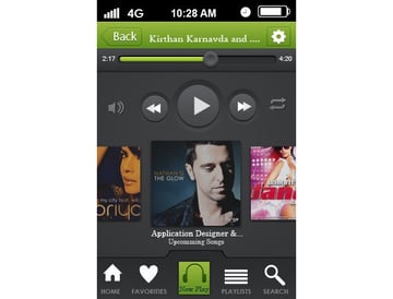 Somanna KK shared their result from an iPhone music player app design tutorial by Vlade Dimovski
