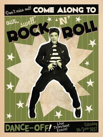 User NataBena shared their rockin result from a vintage event poster design tutorial by Grace Fussell