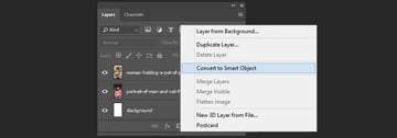 Converting the layer to the smart object