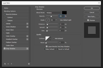 adding a shadow layer style