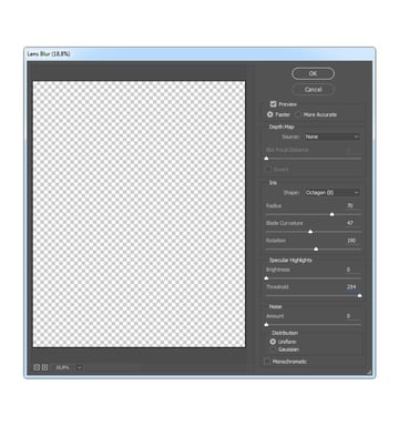 Adding lens blur filter