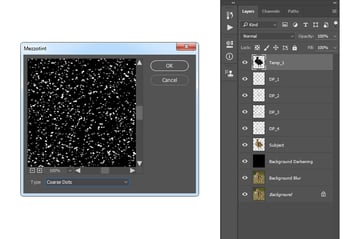 Adding mezzotint filter