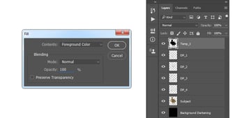 Filling layer with foreground color