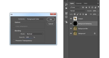 Filling layer with foreground color