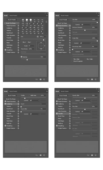 adjusting brush settings