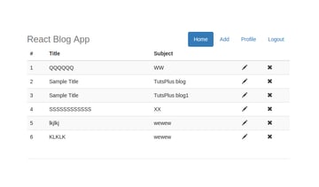 React Blog App - Profile Link in Menu