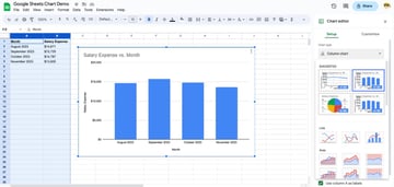 Google Sheets stacked bar chart