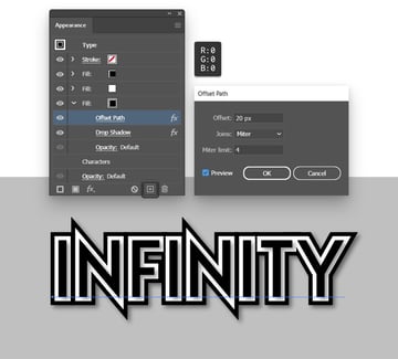 duplicate fill and adjust the offset path effect in illustrator