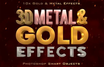 Metal & Gold 3D Text Effect Photoshop