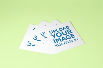 Square Pamphlet Mockup With Green Background