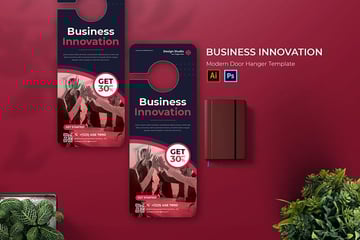 Business Innovation Illustrator AI EPS Door Hanger Template 