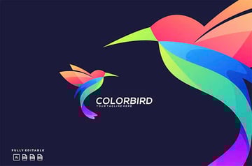 Flying Hummingbird Colorful Logo Template