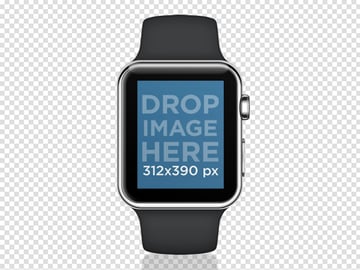 Black Apple Watch Sport Mockup PNG