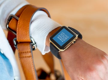 Young Woman Wearing a Apple Watch and a Handbag Mockup Tool