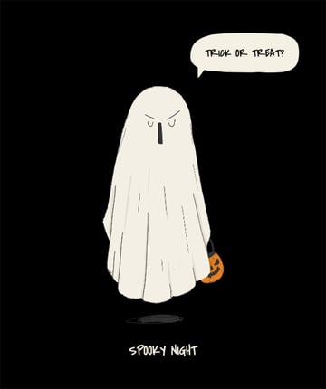 Funny T-Shirt Design Template Featuring a Blanket Ghost Trick-or-Treating