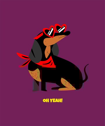 Illustrated Dachshund Dog with Heart-Shape Glasses T-Shirt Design Maker