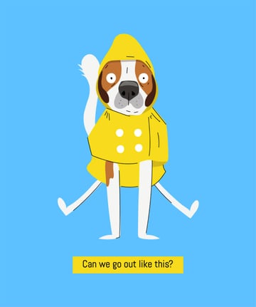 Illustrated T-Shirt Design Maker Featuring a Dog Wearing a Raincoat