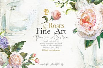 Oil painted Fine Art Roses Collection