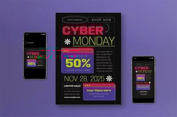 90's Cyber Monday Product Flyer Set