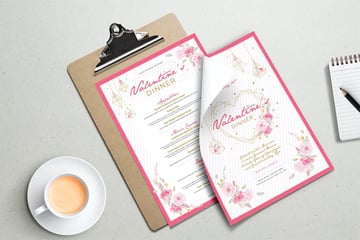 Valentine's Day Dinner Menu Template 