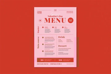 Valentine's Day Menu Template 