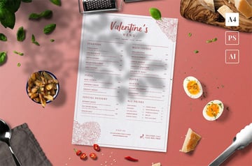 Valentine's Day Dinner Menu Template