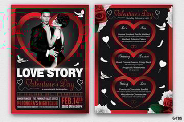 Valentine's Day Flyer and Restaurant Menu Template