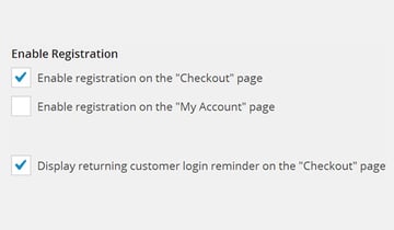 Enable Registration options