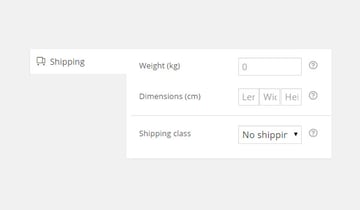 Shipping tab options