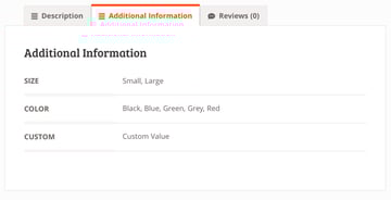Additional Information Size Color Custom