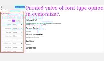 Previewing the fonts from the Customizer
