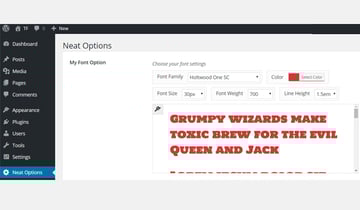 Changing the default settings of the fonts