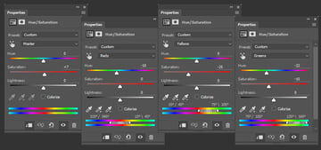 Adjust the HueSaturation Values