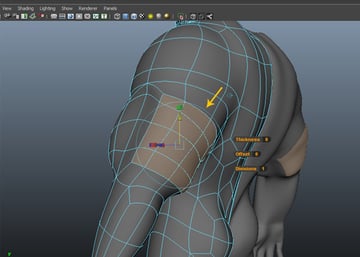 Extrude the back arm faces