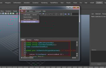 File  Save script to Shelf