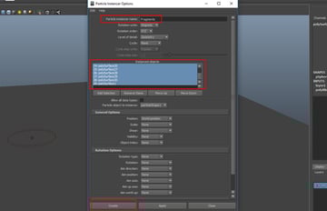 Particles Instancer Options box