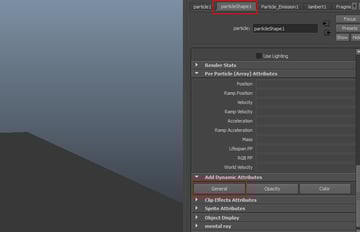 particleShape1 attribute
