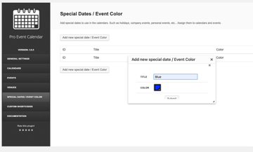 Coloring events in the calendar