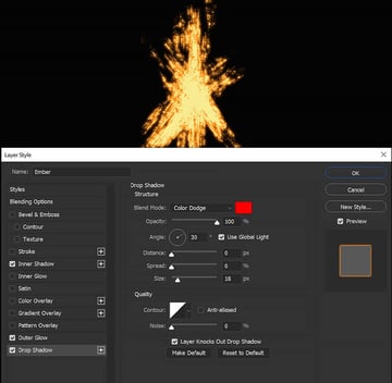 drop shadow settings 