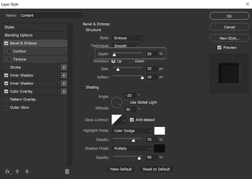 depth settings example